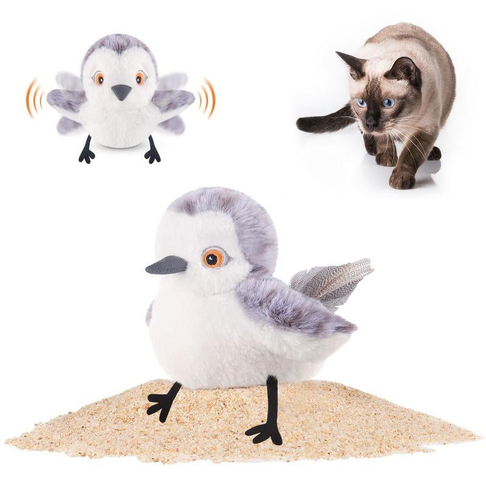 Potaroma Flapping Bird Cat Toy Lifelike Bird Chirp Tweet Touch Activated Kitten Toy Rechargeable Interactive Cat Exercise Toys