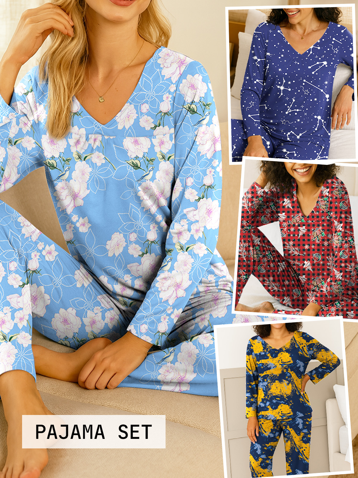Anygrew Women's Long Sleeve Pajama Set with Wide Leg Pants photo 5