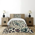 thumbnail image 4 of Ambesonne Leopard Print Quilted Bedspread Set 2 Pcs, Bold Eucalyptus Leaf, Twin Size, Camel and Laurel Green, 4 of 5
