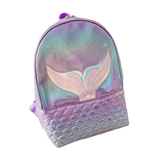 Diconna Girls Casual Bling Mermaid Backpack Shiny Multipurpose Printed Bag