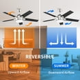 thumbnail image 3 of DWVO 52in Modern Ceiling Fan with Light, Quiet Reversible Motor, Dimmable LED 3-Color, 6-Speed 5 Blades Memory Function for Bedroom Living Room Patio Indoor Outdoor,black, 3 of 8