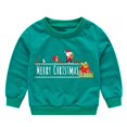 thumbnail image 1 of PMVFHDE Sweat-Shirt de Noël pour Filles Mode Décontractée Imprimé Lettre Col Rond Manches Longues Chandail en Molleton Doux Confortable pour Enfants Usage Quotidien Vert, 1-2 Ans, 1 of 2