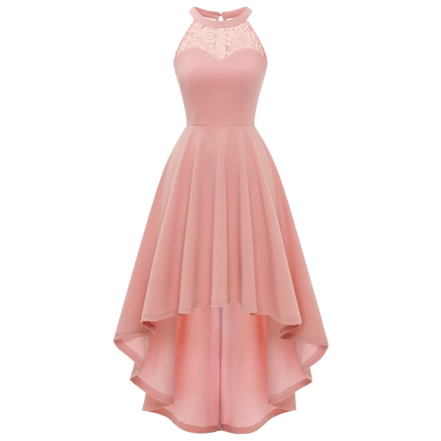Vestido Bbonlinedress Vintage Pink Hi-Lo Halter A-line para mujer