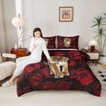 thumbnail image 4 of Feelyou Jungle Tiger 3-Piece Full Comforter Set, Valentines Rose Couple Bedding, 4 of 8