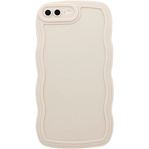 Phone Case for iPhone 7 Plus/iPhone 8 Plus, Solid Color Curly Wave Frame Soft TPU Bumpers Back Phone Cover for iPhone 7 Plus / 8 Plus (5.5 inch), Cute iPhone Case for Women Girls, White