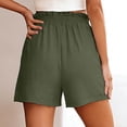 thumbnail image 5 of Linen Shorts for Women Summer Casual Elastic High Waist Wide Straight Leg Loose Fit Lightweight Beach Shorts with Pockets, 5 of 7