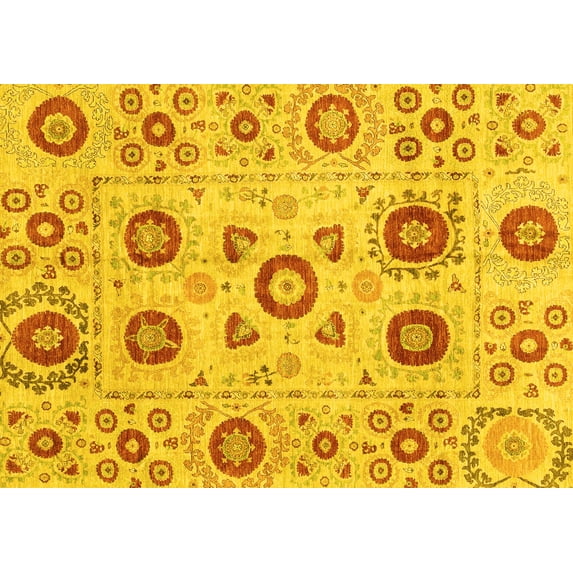 Ahgly Company Indoor Rectangle Abstract Yellow Modern Area Rugs, 8' x 10'