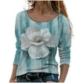 thumbnail image 1 of Moda mujer manga larga cuello redondo blusa estampada otoño casual pulóver tops Fridja  fjkfkj462, 1 of 4