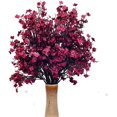 thumbnail image 1 of Morttic Babys Breath Fabric Cloth Artificial Flowers 6 pcs Fake Silk Plants Decor Wedding Party Decoration Bouquets Real Touch DIY Home Garden (Wine Red-6pcs), 1 of 13