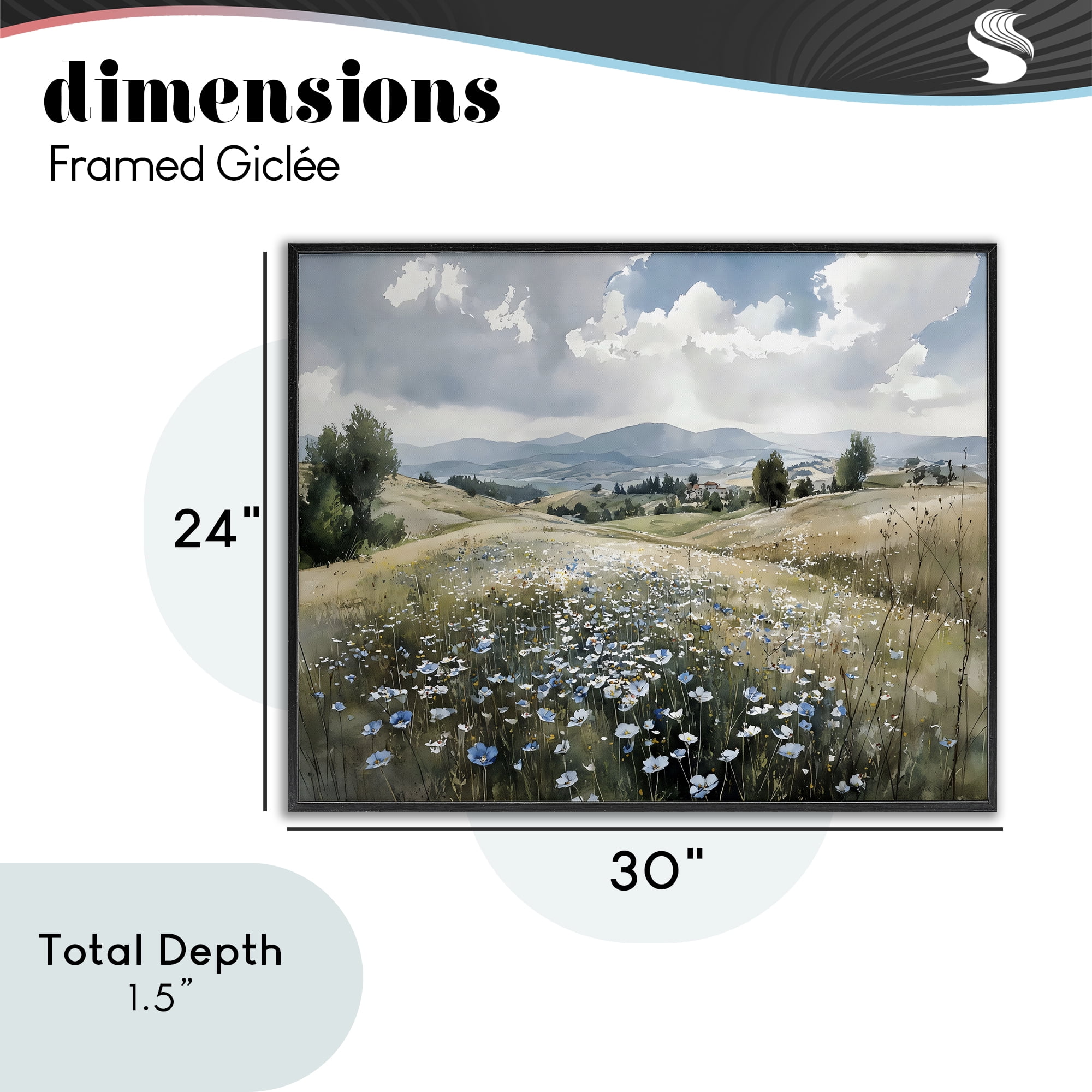 Stupell Industries Poppy Blues Across Meadow Black Framed Giclee Art, design by Franklyn Gregory