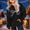 thumbnail image 4 of Cowsor Cute Hoodie for Teen Girls Trendy Bow Print Preppy Hooded Sweatshirts Kids Pullover Long Sleeve School Outfits, 4 of 7