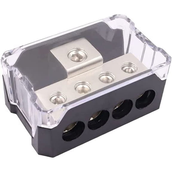 Benliu 4 Way Power Distribution Block,1 X 0 Gauge in 4 X 4Gauge Out Power Distribution Block for Car Audio Splitter Ground Distribution Connecting Block 1Pcs