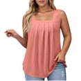 thumbnail image 1 of Gpoecd Plus Size Tank Tops for Women Women's Casual Square Neck Pure Color Ruffle Detail Blouse for Spring Summer Camisole Tops for Women Rose Gold,XL, 1 of 7