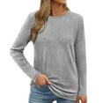 thumbnail image 2 of Xunlbb Tops for Women Trendy European And American Women's Temperament Solid Color Top Long Sleeved Round Neck Top/shirt S-2XL Great Gifts for Less, 2 of 8