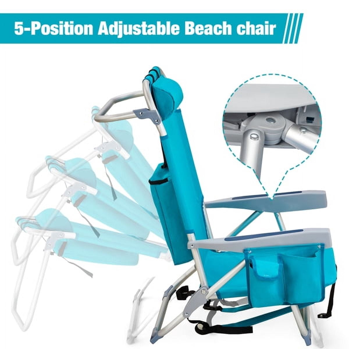 63*65*82cm Short Oxford Cloth Silver White Aluminum Tube Bearing 100kg Beach Chair Mint Green