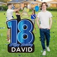 thumbnail image 4 of 27.5 Inch 18 Happy Birthday Large Yard Signs Personalized Name 18th Lawn Sign Black Blue LED Light Strings With Stakes for Boys Outdoor Celebrations Party Supplies, 4 of 4