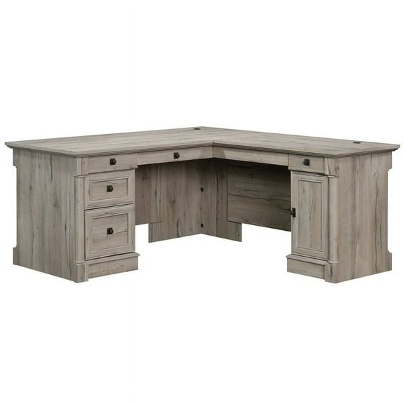 Bowery Hill Contemporary Engineered Wood L-Shaped Computer Desk in Split Oak