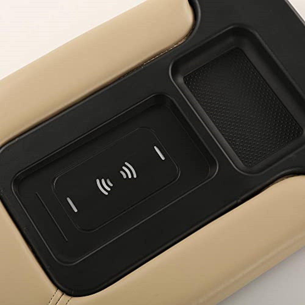 PIT66 Wireless Charging Armrest Center Console Lid Beige Fit For 01-07 Chevrolet