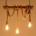 thumbnail image 5 of WOVTE Chandelier Pendant Novelty Rope, 3 Head Chandelier, Vintage Mood, Hemp Rope and Bamboo Pendant Lights, 5 of 5