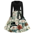 thumbnail image 6 of Christmas Dresses for Women Ladies' Christmas Printed Casual And Fashionable V-neck Long Sleeved Dress for Holiday Festive,Beige,L, 6 of 7