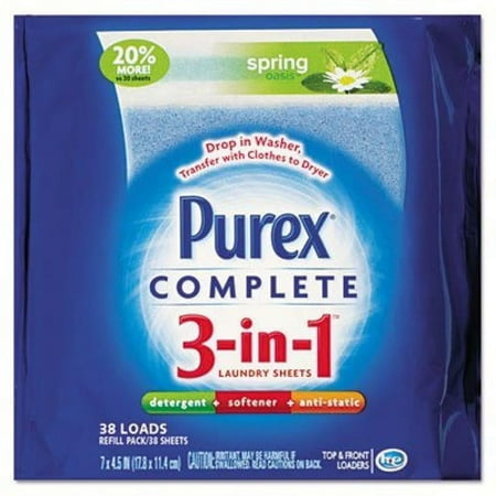Purex Complete 3-in-1 Laundry Sheets, Spring Oasis, 38 ct