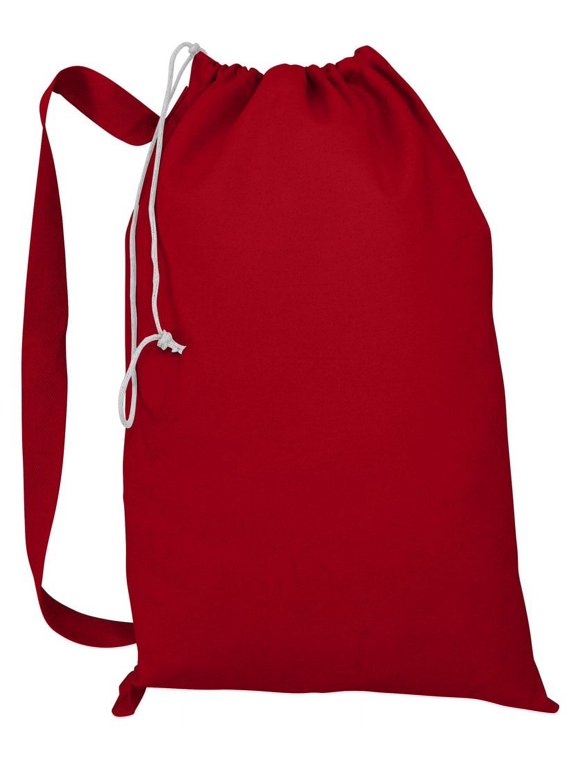 Heavy Duty Natural Cotton Canvas Laundry Bags (Set of 12-Medium, Red)