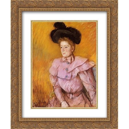 Mary Cassatt 2x Matted 20x24 Gold Ornate Framed Art Print 'Woman in a Black Hat and a Raspberry Pink Costume'