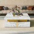 thumbnail image 4 of Harper & Bright Designs Square Coffee Table with 4 Storage Drawers, Modern Gold Cocktail Table Center Table for Small Space, White, 4 of 12