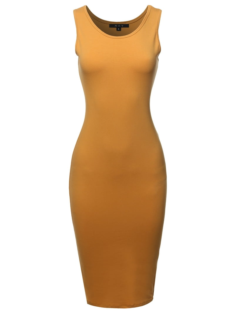 A2Y Women's Solid Fitted Classic Sleeveless Premium Cotton Midi Dress Ash Mustard S - Walmart.com A2Y Women's Solid Fitted Classic Sleeveless Premium Cotton Midi Dress Ash Mustard S - Walmart.com
