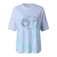 thumbnail image 3 of Puntoco Blusa de manga corta informal con estampado de sol y luna vintage para mujer Puntoco Puntoco-2839, 3 of 8