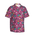 thumbnail image 3 of Xecao Summer Flamingo print Hawaiian shirt - a stylish short-sleeve button-down for men, perfect for casual beach and tropical outings., 3 of 9
