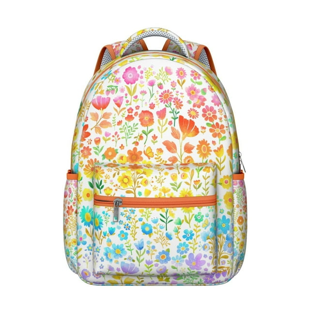 Earthy Floral Aesthetic Adjustable Strap Backpack, Comfortable Breathable Padding, Durable Oxford Cloth School Bag for Student, Perfect for Outdoor, Sports, and Daily Commute