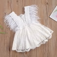 thumbnail image 5 of Douhoow 0-24M Baby Girl Princess Romper Ruffles Sleeveless Feather Tassel Backless Jumpsuit, 5 of 9