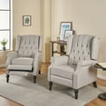 thumbnail image 4 of Noble House Light Gray Bishop Fabric Pushback Recliner Set of 2, 4 of 13