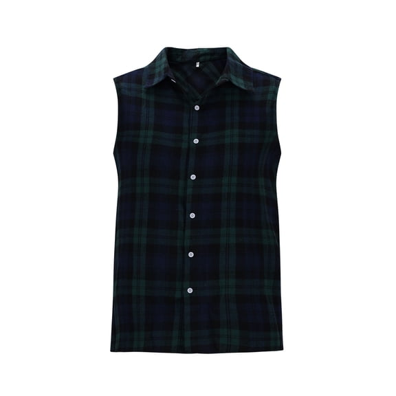 LIaqionyy Sleeveless Shirt for Men Plaid Button down Casual Summer Vacation Shirts Lightweight Tops Clothes