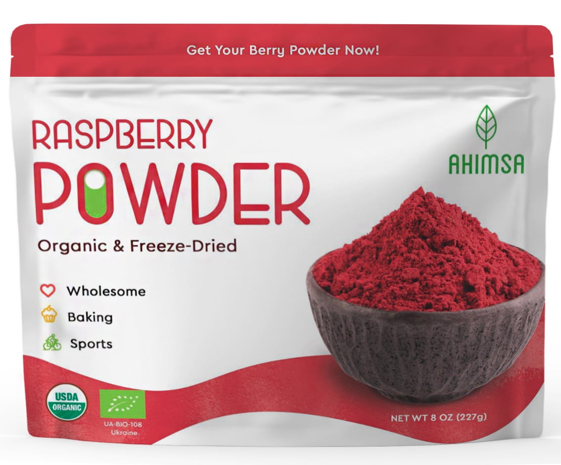 Ahimsa, Organic Freeze Dried Raspberry Powder, USDA Certified, for