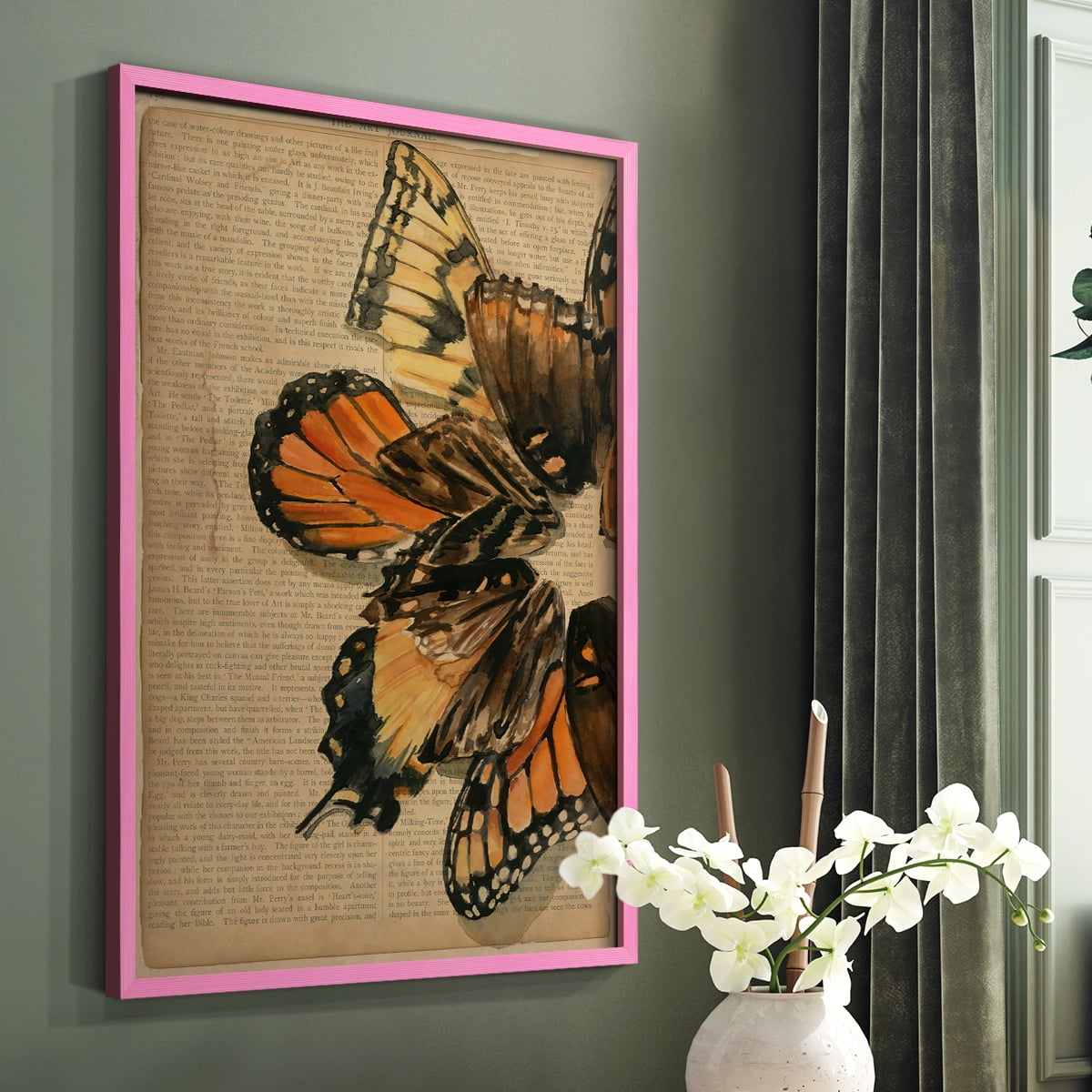 Winged Wreath II Framed Print - Solid Wood in Single Picture Frame Solid Wood 2 Framed Print