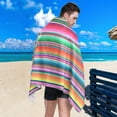 thumbnail image 4 of Coolnut Mexican Serape Blanket Stripes Beach Towel Fast Drying Camping Towels Sand Free Beach Blanket Soft Absorbent Travel Sport Towel for Gym Bath Shower Swimming 31" x 71" Washcloth Gift, 4 of 7