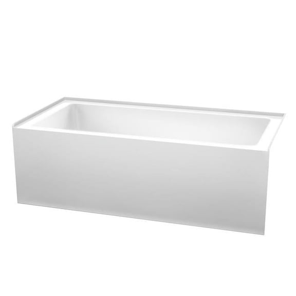 Wyndham Collection WCBTW16632R 66 x 32 in. Grayley Alcove Bathtub with Right-Hand Drain & Overflow Polished Chrome Trim, White