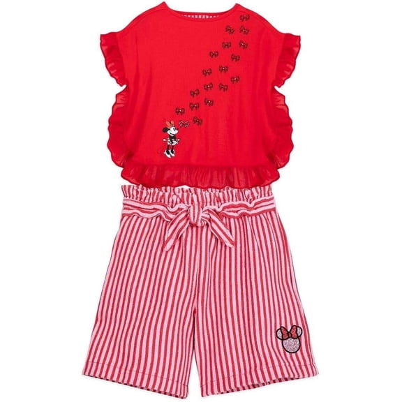 Disney Minnie Mouse Fashion Top and Shorts Set for Girls Size 7/8