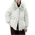 thumbnail image 2 of UPPADA Women Winter Down Puffer Coat Puffer Jackets Warm Hooded Mid-Length Down Jacket with Faux Fur Trim Hood Overcoats White,M Winter Coat for Women, 2 of 8