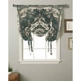 thumbnail image 2 of Green Boho Tie Up Curtains for Window, Vintage Southwestern Geometric Abstract Thermal Insulted Balloon Shade Adjustable Rod Pocket Curtains Valance Panels for Kitchen Bathroom Café 52 x 45, 2 of 7