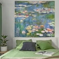 thumbnail image 4 of Gojian Monet Waterlily Wall Tapestry, Green Floral Plant Art for Bedroom Girls Boys, Small Nature Flower Pond Wall Hanging, Watercolor Tapestries for Living Room Dorm Decor, 4 of 6