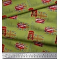 thumbnail image 3 of Soimoi Green Rayon Crepe Fabric London Theme Architectural Print Sewing Fabric Yard 46 Inch Wide, 3 of 3