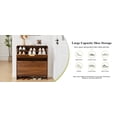 thumbnail image 5 of Wirrytor Walnut Curved Edge 2 Flip Drawer Shoe Cabinet, 75cm Fluted Panel Narrow Shoe Storage Organizer, Adjustable Shelf Entryway Shoe Rack For Hallway Bedroom, 5 of 13