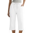 thumbnail image 6 of Axiiglly Cotton Linen Capri Pants for Women Drawstring Elastic Waist Relaxed Fit Summer Holiday Travel Lounge Capris White 2XL, 6 of 9