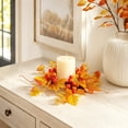 thumbnail image 6 of Aurorax Fall Candle Holders,Fall Candle Ring Wreath with Berries Pumpkin 14" Rustic Thanksgiving Harvest Decor Table Centerpiece, 6 of 6