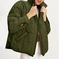 thumbnail image 3 of Autumn Winter Women's Solid Color Zip Up Jacket Casual Outerwear for Winter Clothes Women Winter Canvas Jacket Maternity Jacket Women Badge Coats Flare Coats for Women Womens Thicken down Jacket, 3 of 7