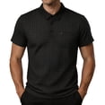 thumbnail image 2 of Ceisia Men's Plaid Checkered Short Sleeve Polo Shirt With Chest Pocket Black S Gift, 2 of 8
