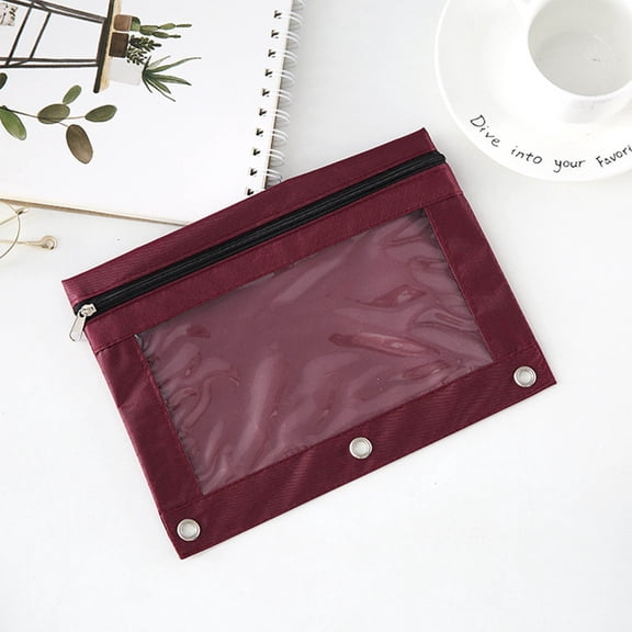 Saving Pencil Pouches for 3 Ring Binder Bulk Enlarge Clear Window Pencil Pouches Multi-Color Zipper Pen Case 3 Reinforced Grommets Pen Bags for Binder Organize Office Supplies